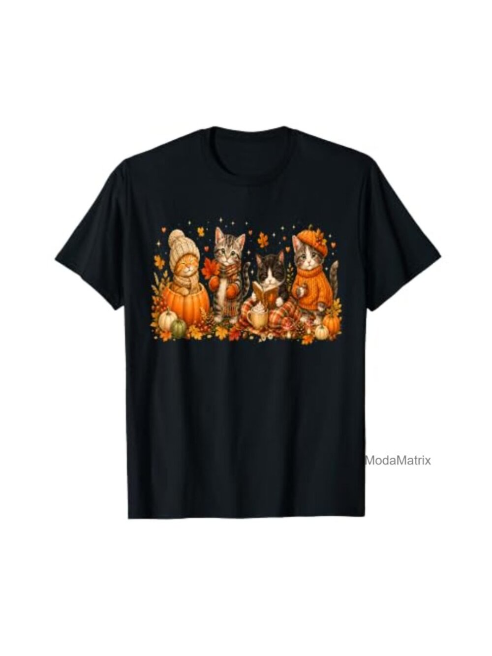 Cute Fall Cat Pumpkin Thanksgiving Cozy Autumn Kitty Tee